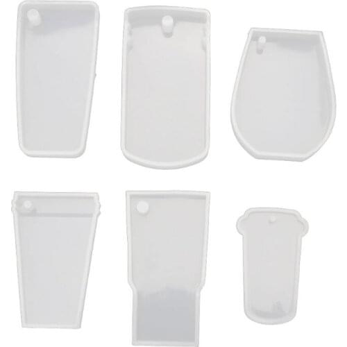 6Pcs Tumbler Silicone Mold Cup Turner Partner Bottle Shape Key Chain Resin Mold