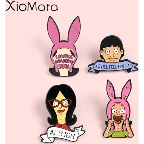 Animation Enamel Pins Family Burger Shop Brooches Badges Clothes Bag Cartoon Pins Jewelry Gift for Friends