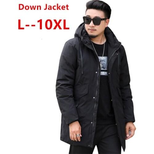 Plus size 8XL 7XL 6XL 5XL 4XL 2020 New Winter Men Dow n Jacket Extra Long Duck Dow n Coat Thicken Warm Windproof Male Outwear