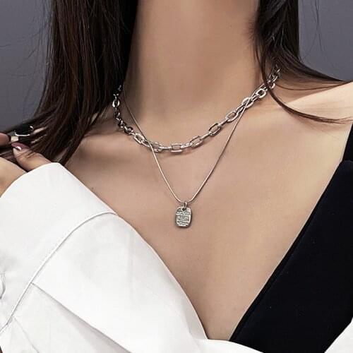 Vintage Multi-layer Letter Oval Pendant Chain 2021 Trendy Golden Link Chain Choker Gift For Women Gifts Party Jewelry