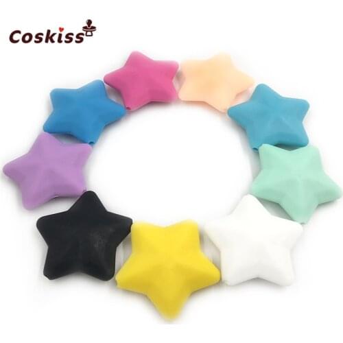 Baby Silicone Teether Toys For Infants 40*40*13MM Star Pendant Food Grade Materials Teether Necklace DIY Crafts Baby Teether
