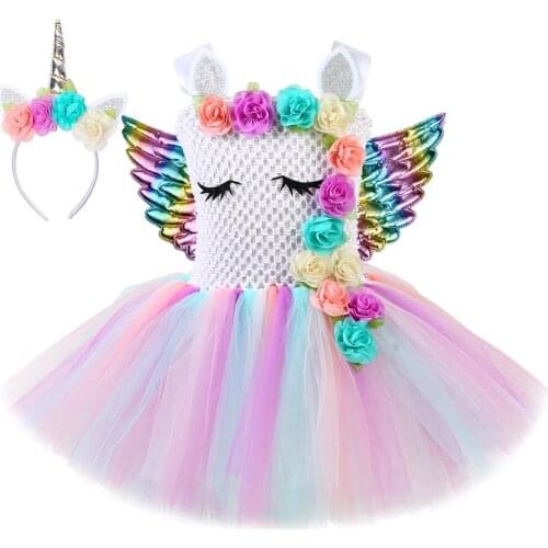 Children Unicorn Tutu Dress for Girls Kids Halloween Unicorn Costumes for Birthday Party Princess Xmas Dresses Baby Girl Clothes