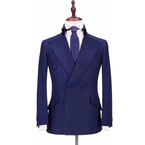 Double Breasted Slim Fit Men Suits for Wedding Dinner 2 Pieces Formal Business Groom Tuxedos Male Fashion Jacket with Pants