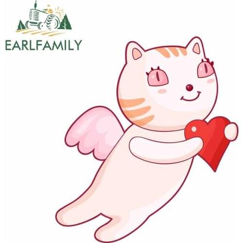 EARLFAMILY 13cm x 11.3cm for Angel Cat Love Car Stickers and Decals Graffiti Sticker Bumper Decoration Waterproof for SUV RV