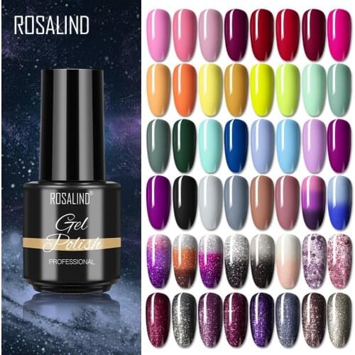 ROSALIND Gel Nail Polish 7ML Shiny Hybrid Varnishes Semi Permanent Gel Lacquer For Manicure UV Soak Off Base And Top Nails Art