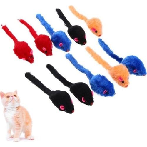 5 Feather Cat Toys False Mouse Contains Gravel Sound Interactive Mini Mice Funny Plush Animal Playing Traning Toy for Cat Kitten