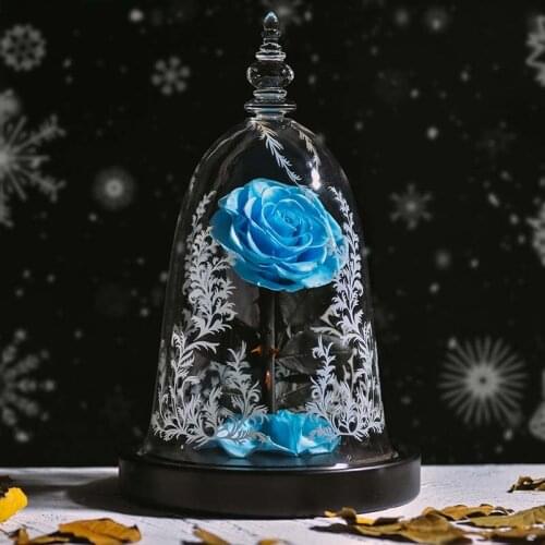 Artificial Flowers Beauty And Beast Eternal Flower with LED Night Lamp Lights Christmas Birthday Gifts for Girl