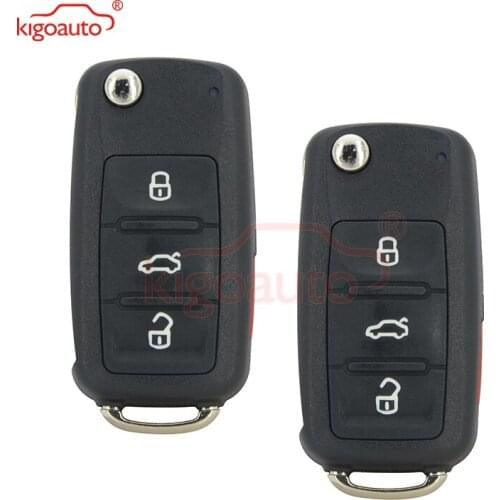Kigoauto 2pcs NBG010180T Flip Remote key shell 3 button with panic for VW Beetle Passat Jetta 2014 Uncut Blade Blank