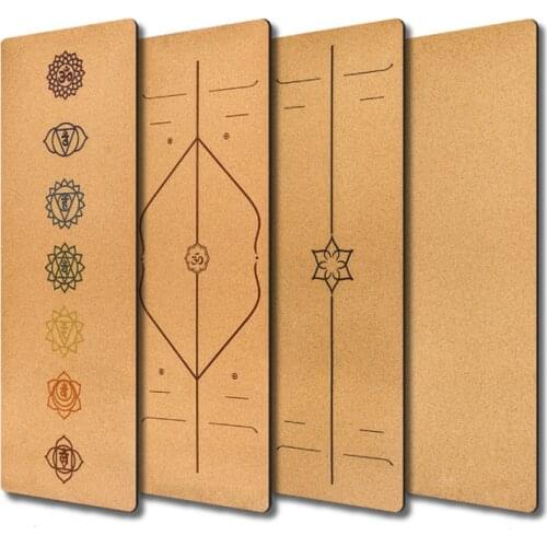 183X68X0.5cm Natural Cork TPE Yoga mat For Fitness Sport Mats Pilates Exercise Non-slip Yoga mat With Position Body Line