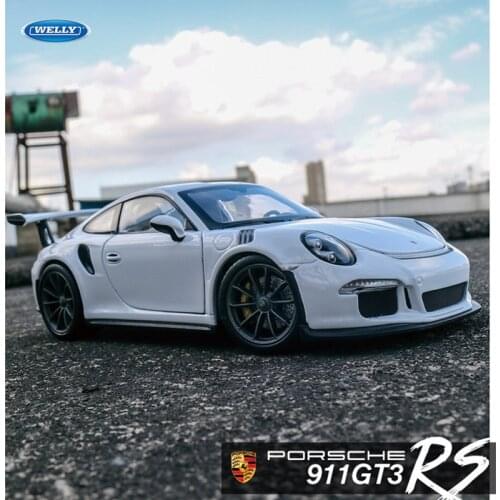 Welly 1:24 Porsche 911 GT3 RS white alloy car model simulation car decoration collection gift toy Die casting model boy toy