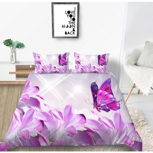3D Floral Bedding Set King Size Beautiful Sweet Duvet Cover Butterfly Queen Twin Full Single Double Unique Design Bed Set