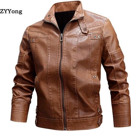 2020 New Mens Leather Jackets Motorcycle Stand Collar Zipper Pockets Male PU Coats Biker Faux Leather Fashion Outerwear M-XXXXL