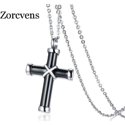 ZORCVENS 2020 New Hollow Cross Pendant For Men Women Necklace Memorial Cremation Urn Stainless Steel Stylish Unisex Jewelry