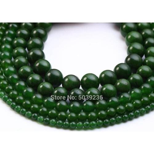Wholesale Dark Green Jades Beads Natural Stone Loose Beads 4 6 8 10 12mm Needlework for Jewelry Making DIY Bracelet Necklace