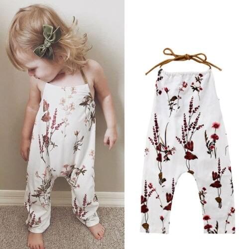 Pudcoco 2019 Cute Newborn Kids Baby Girl Summer Floral Strap Romper Sleeveless Jumpsuit Outfits