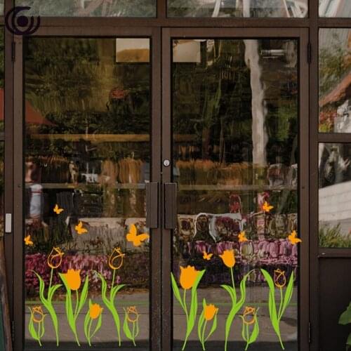 DIY PVC Window Sticker Butterflies Flowers Wall Decal Kitchen Bathroom Glass Baseboard Decor Home Kids Children Shop Decoration