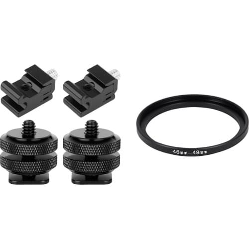 Self-Repairing Cameras 46 mm to 49 mm in Step Up Filter Adapter with 4 Pack Hot Shoe Cold Shoe Mount Adapter 1/4 Inch