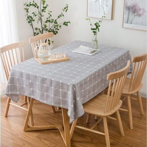 Modern And Simple Lattice Jacquard Cotton And Linen Tablecloth Tassel Style Home Coffee Table TV Cabinet Rectangular Tablecloth