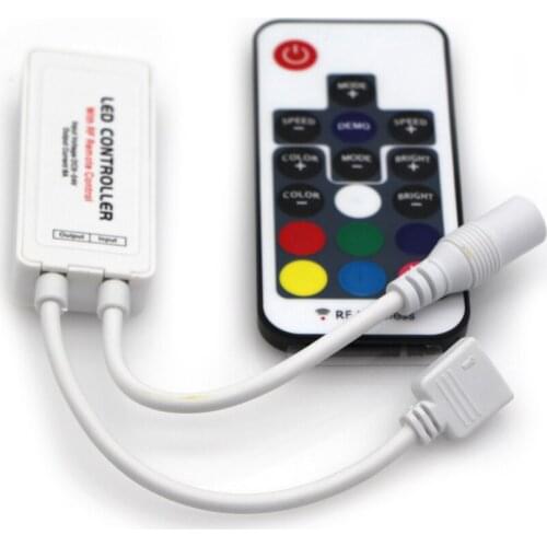 Led RGB Remote Controller DC 5V 12V 24V 17 keys RF Wireless Dimmer For LED Strip Lights 4 Pin Connection White