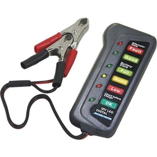 12V LED Digital Battery Tester Battery Alternator Tester with Two Clips For Car Motorcycle Trucks