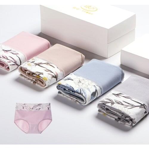 High Waist 4Pcs/lot Panties Women Breathable Cotton Underwear Fashion Print Seamless Briefs Sexy Womens Lingerie Plus Size 5XL