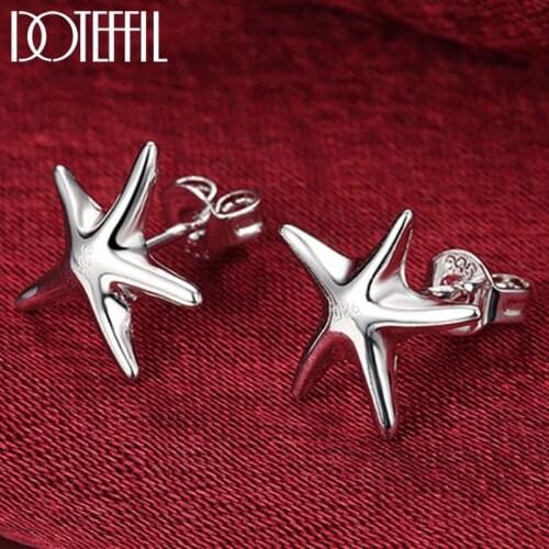 DOTEFFIL Genuine 925 Sterling Silver Starfish Earrings For Women Wedding Engagement Jewelry Christmas Gift Party