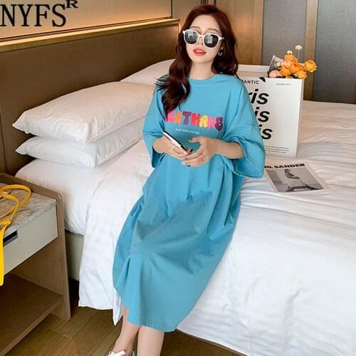 NYFS Summer dress 2021 Korean New Loose Woman Dress Vestidos Robe Elbise Letter Printing Long Dress