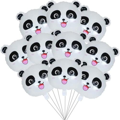 10pcs Cute Panda Balloon Aluminium Foil Balloons Panda Head Balloon Bouquet for Baby Shower Panda Birthday Party Supplies