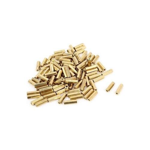 100 Pcs M2 x 10mm Gold Tone Dual Ends CCTV Camera Standoff Hexagonal Nut Spacer