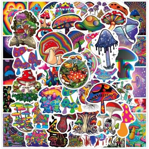 50PCS Mushroom Waterproof Stickers for Notebook Laptop