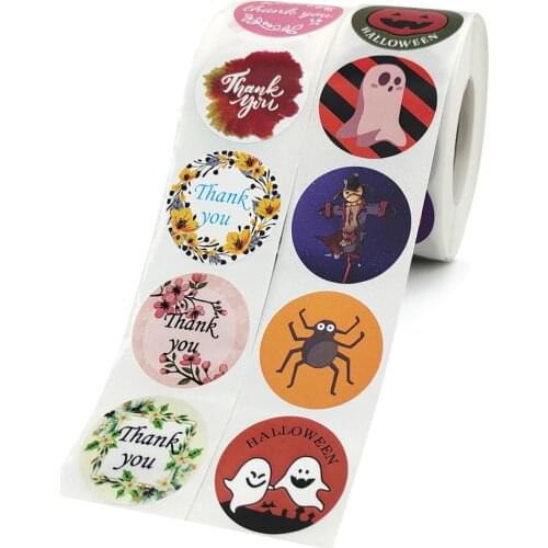 500Pcs/Roll Halloween Christmas Pumpkin Decor Labels Seal Stickers DIY Gift Paper Sticker Food Package Sealing Sticker