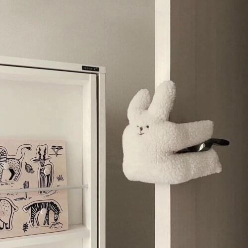 8395 Korean Door Handle Anti Collision Childrens Room Anti Pinch Hand Safety Door Stop Cute Plush Bear Bunny Doll
