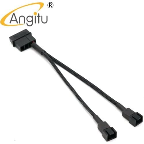 Angitu 12V 4Pin Molex to Fan 3Pin 4Pin Power Adapter Cable - 2Way