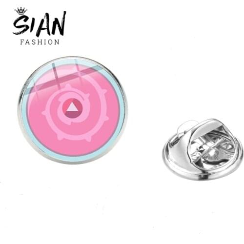 SIAN Pink Universe Shield Brooches High Grade Zinc Alloy Silver Color Badge Pin Clothes Backpack Decorations Cartoon Kid Jewelry