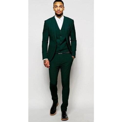 White Wedding Tuxedos Slim Fit Suits For Men Groomsmen Suit Three Pieces Cheap Prom Formal Suits (Jacket+Pants+Vest+Tie)