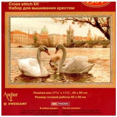 FREE delivery hot selling Top Quality counted cross stitch set swan family swans in lake Riolis 1364