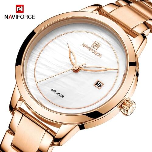 Luxury Brand NAVIFORCE Rose Gold Watches For Women Quartz Wristwatches Fashion Ladies Bracelet Clock Watch Relogio Feminino 2019