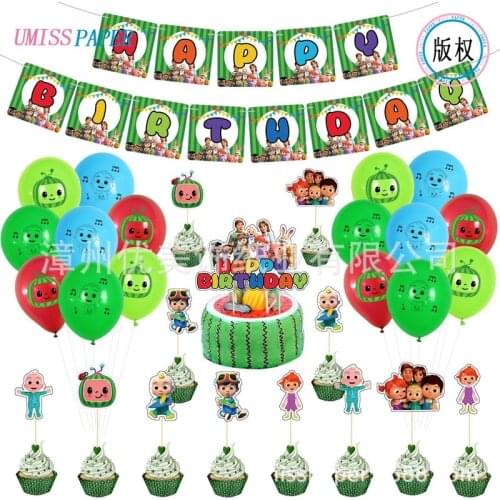 Cocomelon Theme Birthday Party Decorations Supplies Kid Birthday Party Supplies Kid Disposable Tableware Party Balloon Set