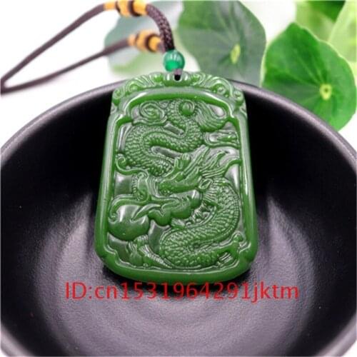 Dragon for Charm Jadeite Carved Gifts Hand Necklace Men Pendant Jade Amulet Chinese Fashion Green Natural Jewelry Women
