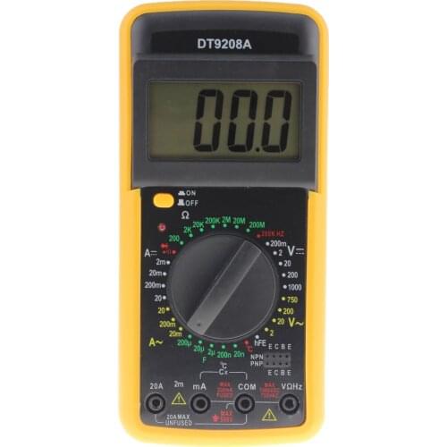 DT-9208A Digital Multimeter Volt Amp Ohm Hz AC/DC Temperature Hertz Tester