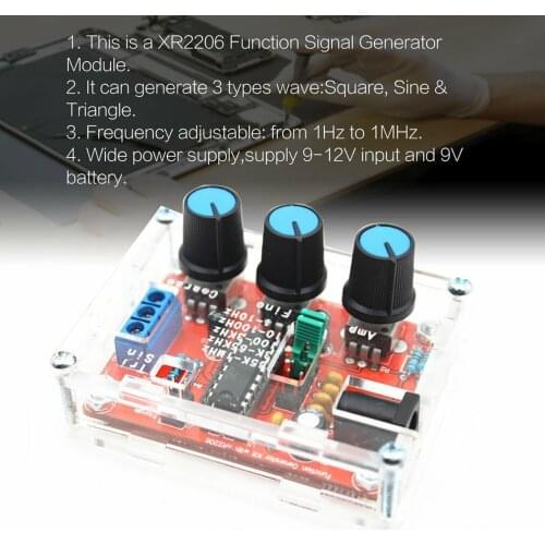 XR2206 Function Signal Generator DIY Kit Sine/Triangle/Square Output Signal Generator Adjustable Frequency Amplitude