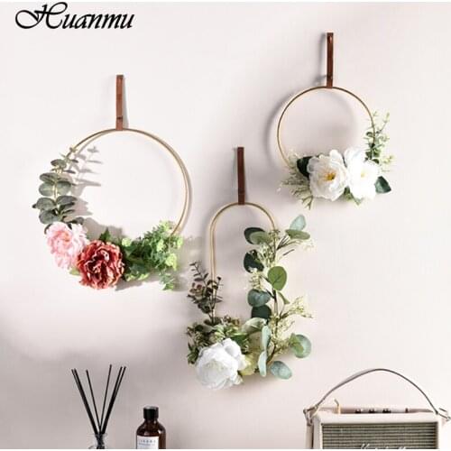 Handmade Wall Decoration Mori Series Garland Artificial Floral Hanging Decoration Geometric Home Bedroom Door Window Wall Decor