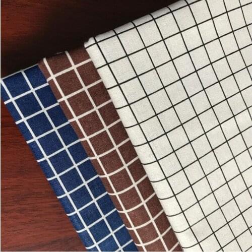Handmade Sewing Cotton Linen Fabric Plaid Printed Canvas Woven Cotton Linen Fabric For Manual QuiltingTablecloth Wall Decoration