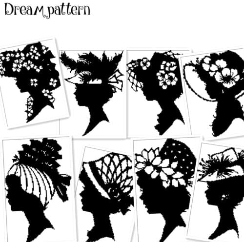 Beauty lady cross stitch package single black 18ct 14ct 11ct white cloth cotton thread embroidery DIY handmade needlework