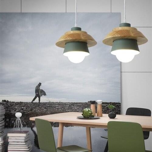 Kitchen Island Pendant Light Bar Green Pendant Lighting Bedroom Modern Lights Office Wood Lights Study Home Room Lamp Free Bulb