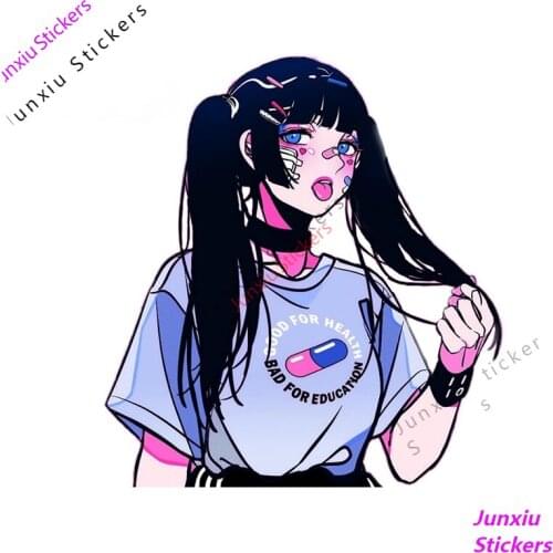 Cartoon Graffiti Anime Badgirl Anime Car Stickers Personality Air Conditioner Decal Bumper Windshield Car Styling PVC13x12cm