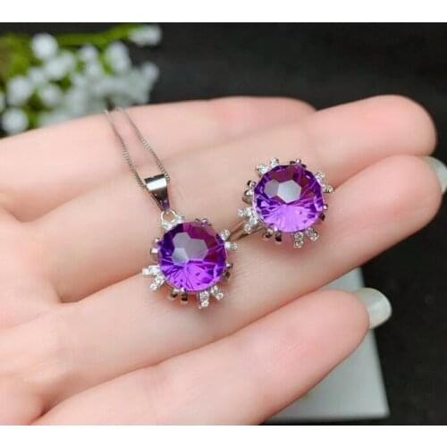 The latest technology, Natural Amethyst suit, 925 Sterling silver, simple and exquisite, cheap price