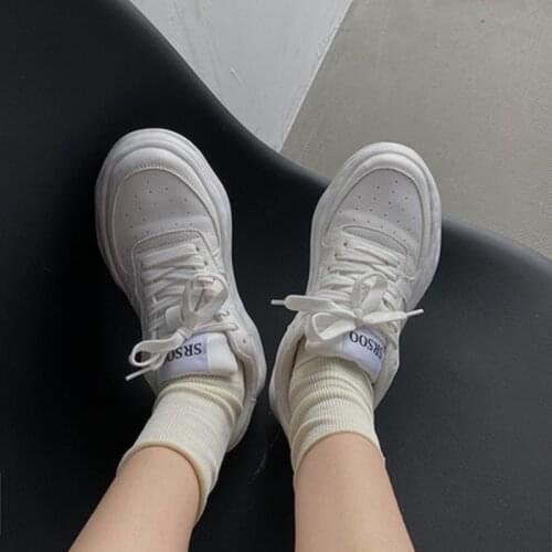 2021 summer new womens fashion all-match Korean classic simple white shoes thick-soled all-match casual shoes