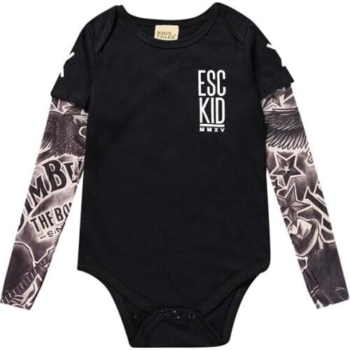 Baby Boy Clothes infants rompers Newborn Cotton 0-3yrs Bodysuits mesh sleeve faux tatoo infant clothes