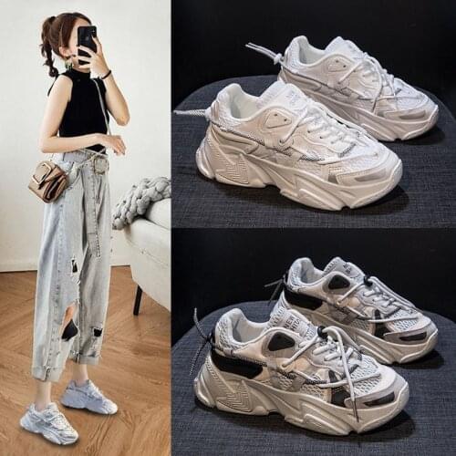 Autumn 2021new student Xiaobai leisure versatile thick soled net red super fire sports shoes